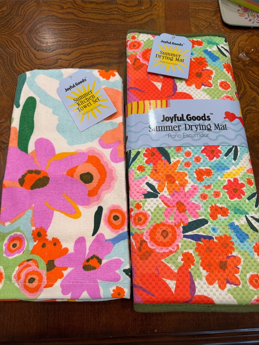 Summer Floral (2) Kitchen Towel & (1) Drying Mat Set